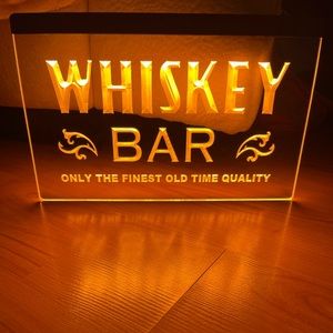 WHISKEY BAR LED NEON ORANGE LIGHT SIGN 8x12